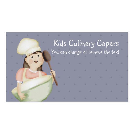 cute girl chef hat mixing bowl kids cooking cla... business card templates