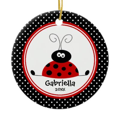 Cute Girl Christmas Ornament Ladybug