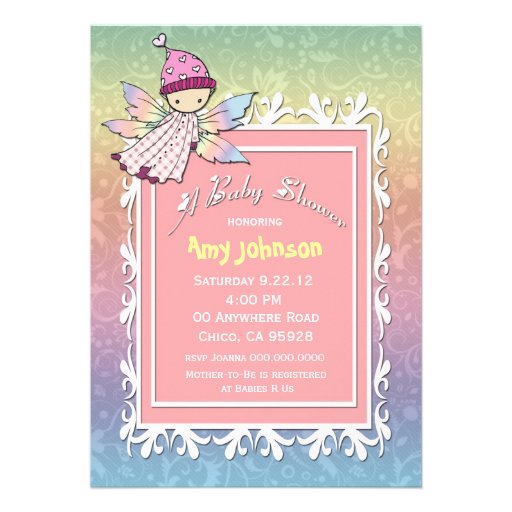 Cute Girl Fairy Baby Shower Invite