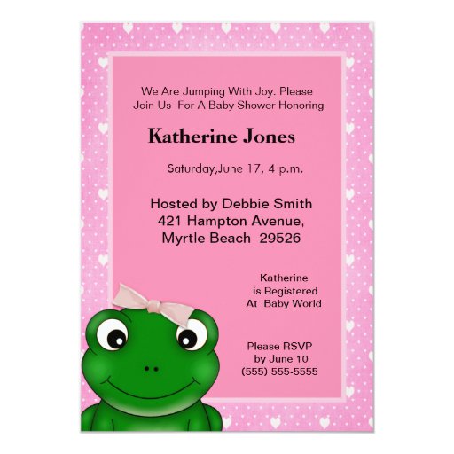 Cute Girl Frog Baby Shower Invitation Zazzle