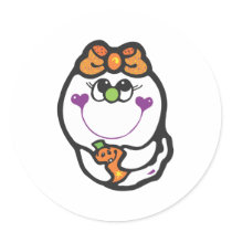 cute girl ghost and pumpkin stickers