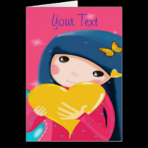 Cute Girl Greeting Card cards