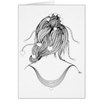 hearts,artsprojekt,hairstyle,fashion,hair,girl,stylist,illustration,minimalist,modern,female,hairdresser,young,teen,saloon,woman,beauty,design,black,white,morning,minimalism,women,naive,stylists,salon,hairstylist,beautician,hairstylists,occupations,dresser,spa,consultant,professional,barber,contemporary,love,gifts, Card with custom graphic design