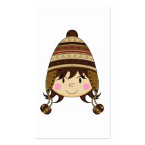 Cute Girl in Bobble Hat Bookmark Business Card Template