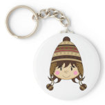 Cute Girl in Bobble Hat Keychain