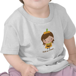 Cute Girl in Pumpkin Dress Baby Halloween Shirts