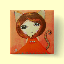 Cute Girl - In The Mood For Cat buttons
