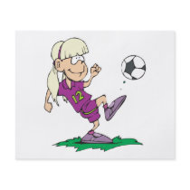 cute girl kicking soccer ball flyer design