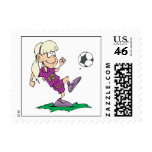 cute girl kicking soccer ball stamps