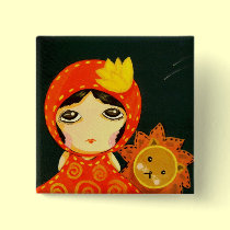 Cute Girl - Leopld Won't Give Up buttons