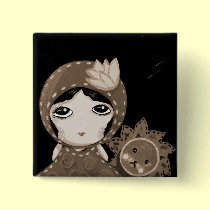 Cute Girl - Leopold Won't Give Up buttons