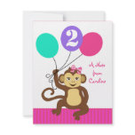 Cute Girl Monkey Balloon Note Card Custom Announcement