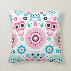 Cute girl nursery owls pattern throw pillow