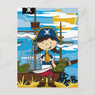 Cute Girl Pirate Postcard postcard