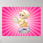 Cute Girl Playing Tennis Poster