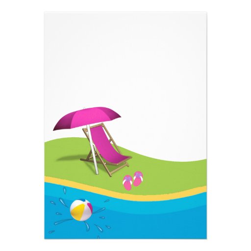 Cute Girl Pool Party Birthday Invitation