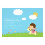 Cute girl riding a horse birthday party invitation