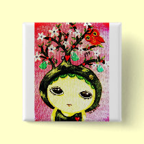 Cute Girl - She Grows A Tree buttons
