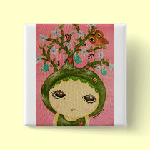 Cute Girl - She Grows A Tree buttons