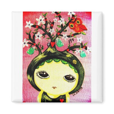 Cute Girl - She Grows A Tree Refrigerator Magnets by udonchow
