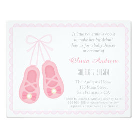 Cute Girl Shoes Ballerina Baby Shower Invitations