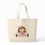 Cute Girl Sitting with Flower and Butterflies Tote Bags