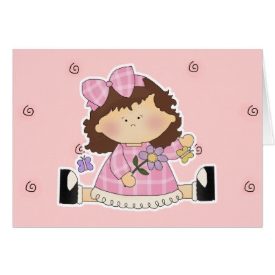 Cute Girl Sitting with Flower and Butterflies Greeting Card Zazzle_card Cute Girl Sitting with Flower and Butterflies Greeting Card Zazzle_card