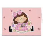Cute Girl Sitting with Flower and Butterflies Greeting Card