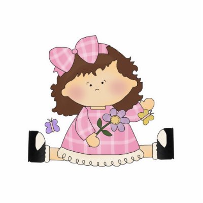 Cute Girl Sitting with Flower and Butterflies Cut Outs by flowerpowershop