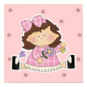 Cute Girl Sitting with Flower and Butterflies posters
