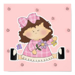 Cute Girl Sitting with Flower and Butterflies Print