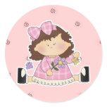 Cute Girl Sitting with Flower and Butterflies Sticker