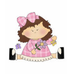 Cute Girl Sitting with Flower and Butterflies T-shirts