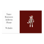 Cute Girl Sock Monkey on Red Business Cards