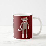 Cute Girl Sock Monkey on Red Coffee Mug