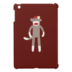 Cute Girl Sock Monkey on Red Case For The iPad Mini