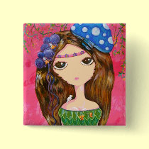 Cute Girl - The Forest Guardian buttons