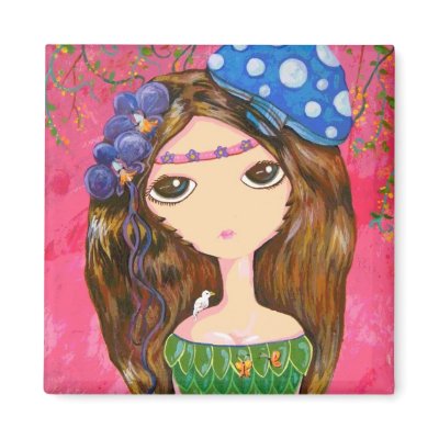 Cute Girl - The Forest Guardian Fridge Magnet by udonchow