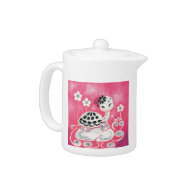 Cute Girl Turtle With Flowers And Swirls teapot