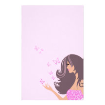 Cute girl with butterflies Stationery