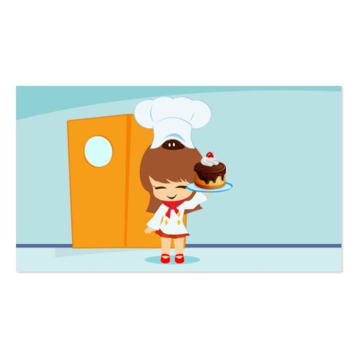 Cute Girl with Chocolate Cake Business Card (front side)