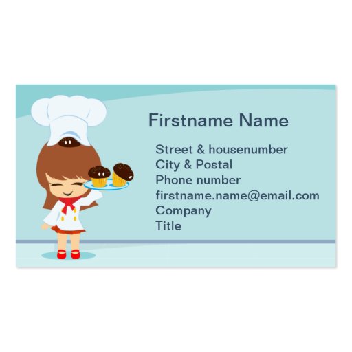 Cute Girl with Cupcakes Business Cards (back side)