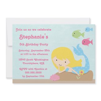 Cute girl's mermaid birthday party invitation invitation