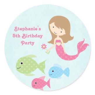 Cute girl's mermaids birthday party stickers sticker