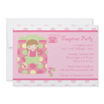 Cute girl's polkadots sleepover party invitation