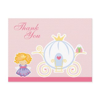 Cute girl's princess carriage thank you postcard postcard