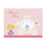 Cute girl's princess carriage thank you postcard