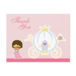 Cute girl's princess carriage thank you postcard