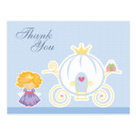 Cute girl's princess carriage thank you postcard postcards