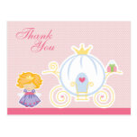 Cute girl's princess carriage thank you postcard postcards